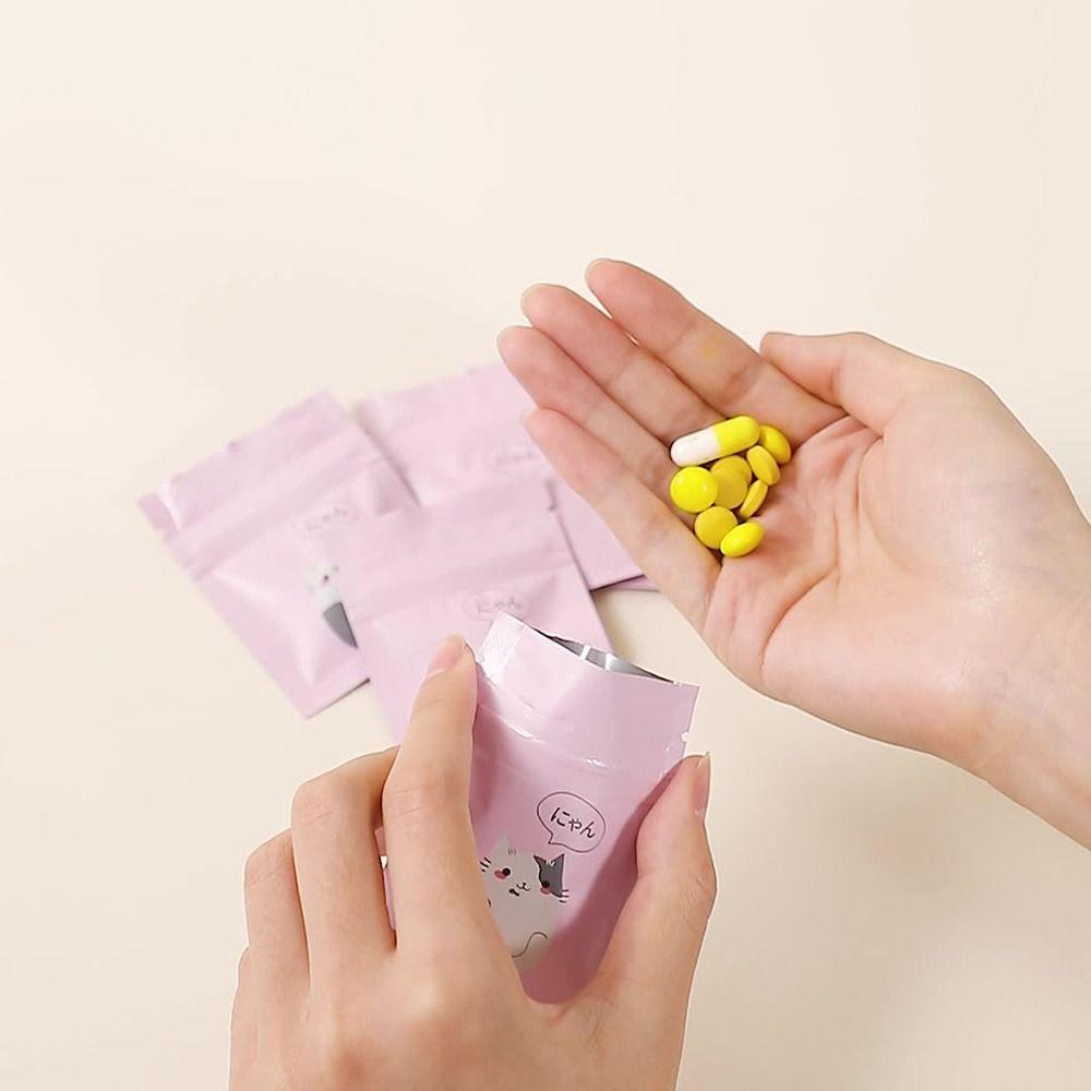 

30/50Pcs Pull-out Reusable Pill Pouch Bag Medicine Storage Container Travel Accessories 30PCS-White