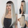 LOUIS FERRE Blonde Middle Part Synthetic Wigs for Women Girls Long Straight Natural Hair Daily Cosplay Heat Resistant Fiber Wigs