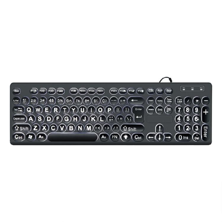

LED White Backlit Keyboards Illuminated Large Print Letter USB Cord 104Keys Keyboards for Desktop 1