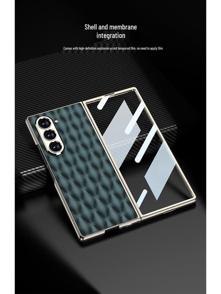 Samsung Z Fold 6 Case - Diamond Lattice, Electroplated Leather, Fragrance-Inspired Design