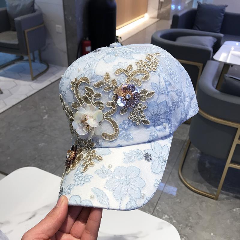 Hat Women's Baseball Cap Versatile Flower Cap Spring and Summer Breathable Sun Hat Korean Version