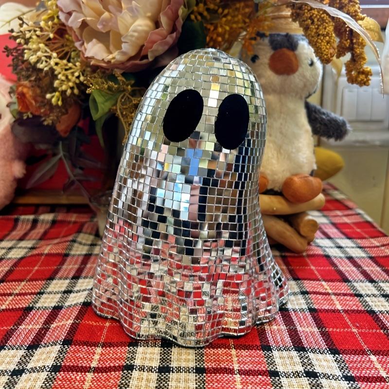 Halloween Glass Mosaic Mirror Ghost Reflective Ornament Handcrafted Figurine For Home Decor Living Room Office Display