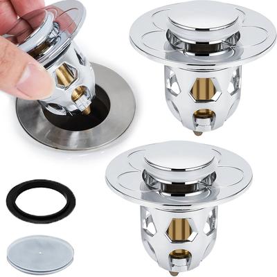 2Pcs Universal Anti Clogging Sink Drain Strainer 30-40mm Drain Hole Push-Type Washbasin Pop Up Sink Drainer Filter Hair Catcher