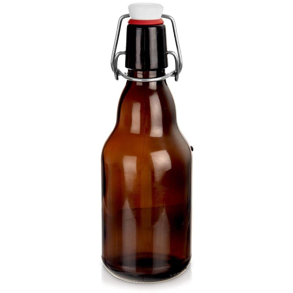 Butelka Szklana Brązowa z Klipsem na Oliwę Piwo Sok Syrop Nalewkę 340 ml