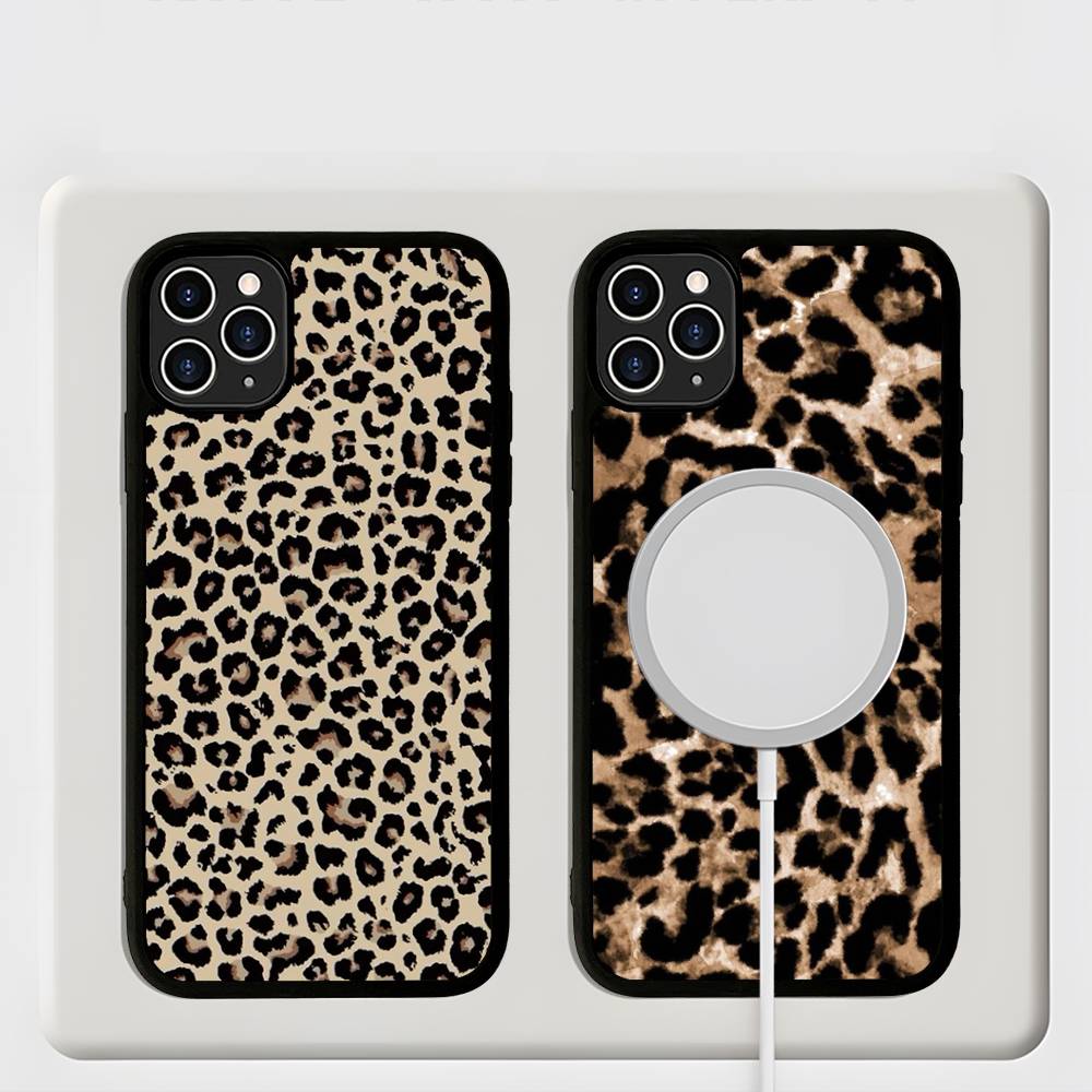 Leopard Cheetah Print For Magsafe Magnetic Phone Case Wireless PC+TPU For IPhone 11 12 13 14 15 16 17 Pro Max Plus