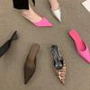 Fashion New Luxury Pointed Toe Women Mules Slipper Fashion Candy Color Ladies Elegant Dress Sandal Square Low Heel Slip on Slides Shoes