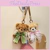 Cute Bear Couples Plush Keychain With Bow For Backpack Decoration