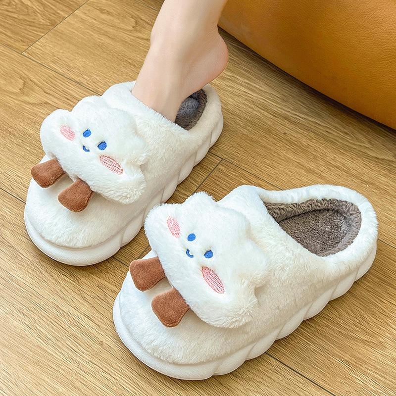 New Cotton Slippers Winter Warm Slippers Women's Home Thick Bottom Plush Couple Cotton Slippers Piled Thicker Winter