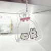 1Pcs Transparent Acrylic Diy Shaker Keychain Bowknot Decor Hanging Pendant For Handmade Craft Decoration