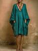 European, American spring and summer casual fashion imitation cotton and linen batman loose dress