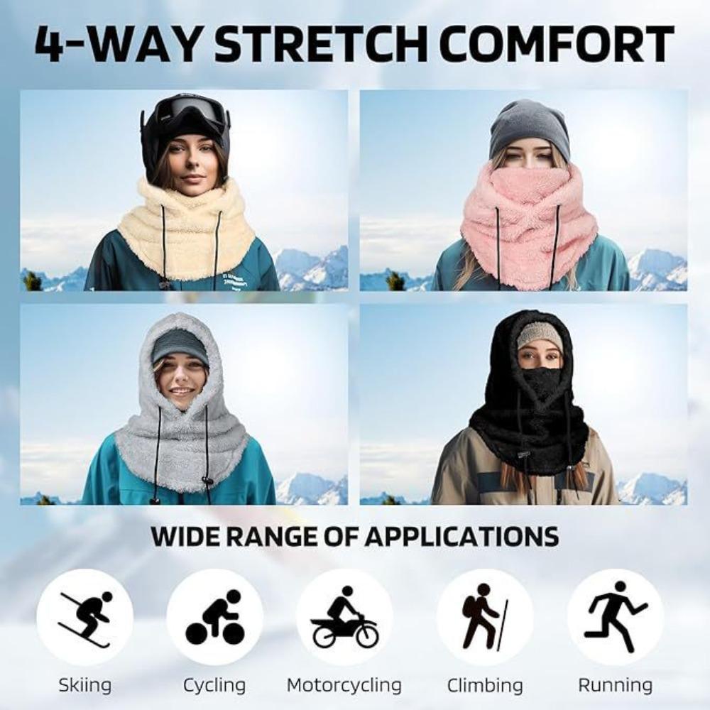 Warm Tool Sherpa Hood Ski Mask Adjustable Neck Warm Hooded New Hiking Scarves Men Women