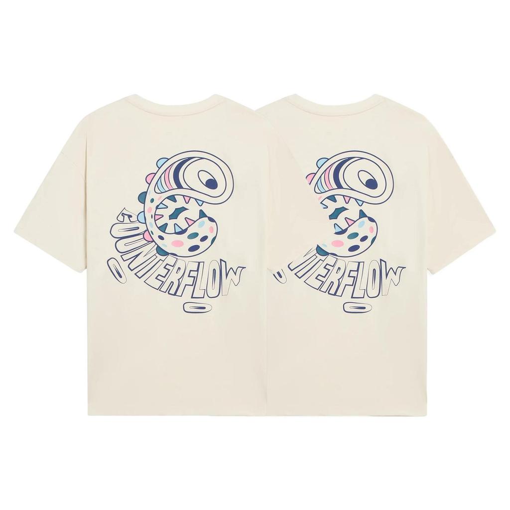 Li Ning CF Sports Lifestyle Series Cartoon Pattern Letter Loose Casual Short Sleeve T-Shirt Unisex Tops Bone-White AHSSA55-2