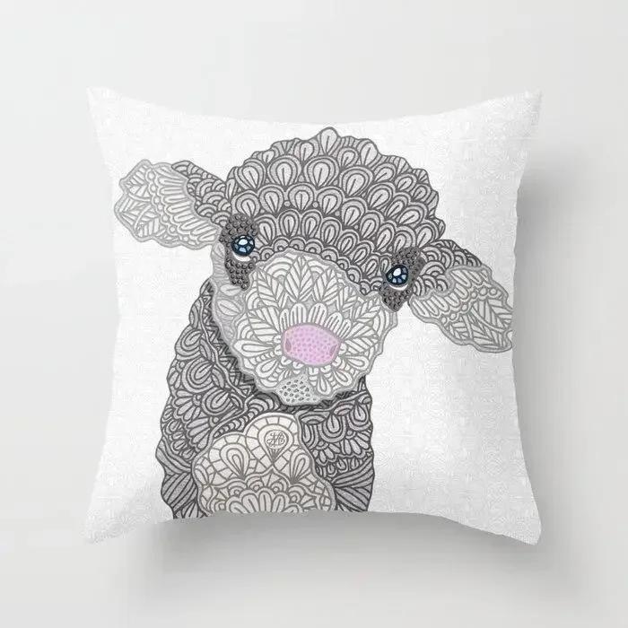 Cushion Cover Cartoon Sheep Peach Pillow   Home Decor Moda
