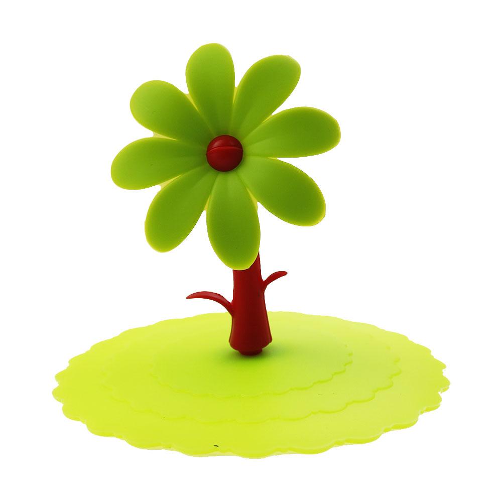 For Better Life 1PC Silicone Water Cup Lid Anti-dust Seals Glass Cap Cover Cute Flowers Adorn Easy To Clean Odorless Handle