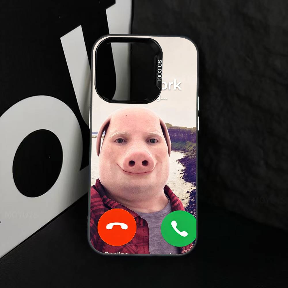 Funny J-John Pork Is Calling Phone Case For iPhone 17,16,15,14,13,12,11 Plus,Pro Max,XS,Colorful Silver Black Cover