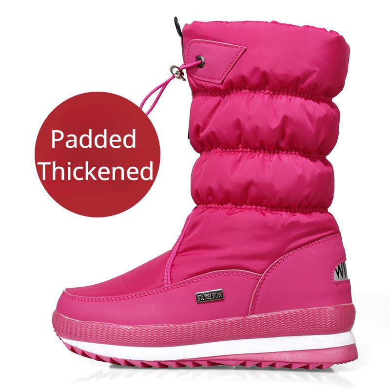 Women's Large Size Mid-calf Cotton Boots Thickened Warm Casual Big Cotton Shoes Winter Snow Boots Non-slip Waterproof