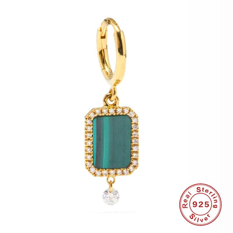 S925 Sterling Silver Ins Versatile Shell Pearl Malachite Dagger Earrings Summer Creative Non-Collision Earrings