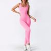 Fitness Yoga Clothes Knitted with Chest Pads Threaded Trousers Jumpsuit Solid Color Seamless Sportswear Jumpsuit Customization