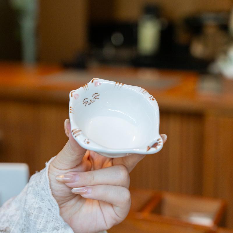 Cat Series Seasoning Plates Household Ceramic Plates Hot Pot Dipping Sauce Disc Soy Sauce And Vinegar Plates Cute Snack Plates