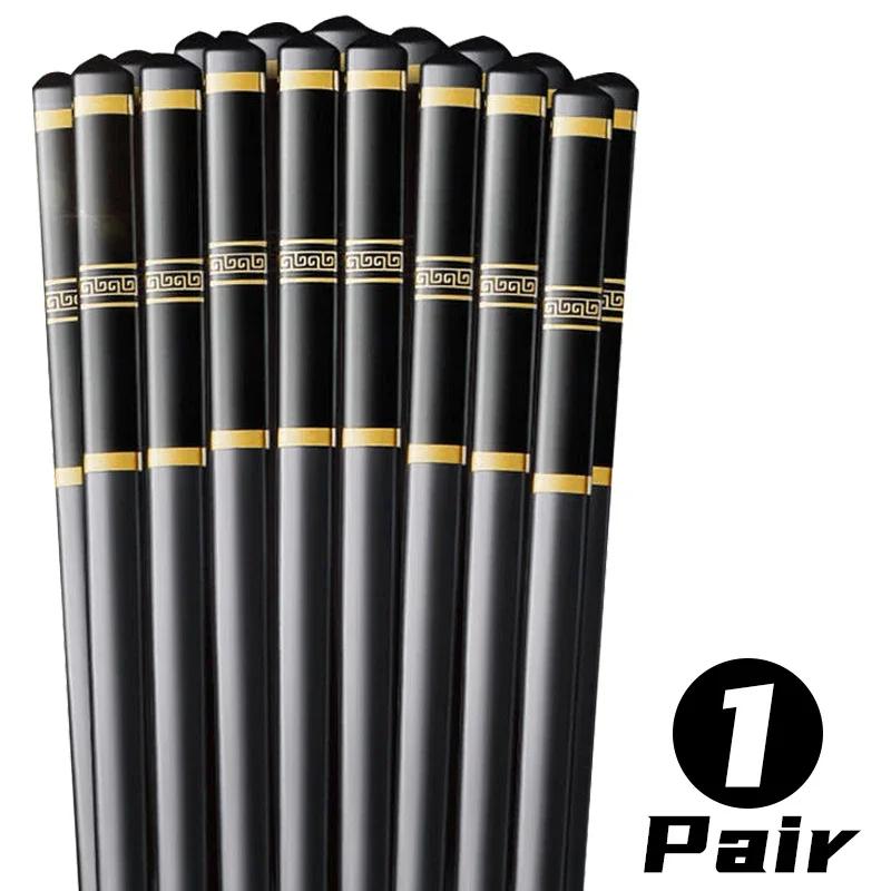 

Металлические китайские палочки для еды Черные палочки из сплава Многоразовые Нескользящие Палочки для суши и еды Пищевой класс Кухонные наборы посуды Инструменты