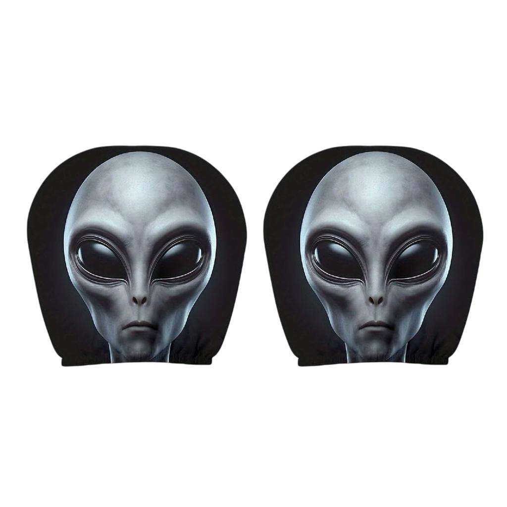 2Pcs Universal Car Headrest Covers Halloween Horror Face Printing Design Breathable Elastic Car Seat Headrest Cover Dustproof