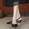 2025 New Women's Sandals Pointed Toe Slingbacks Pumps Wedding Shoes Low Heels Dress Shoes Slip On Black Women Shoes