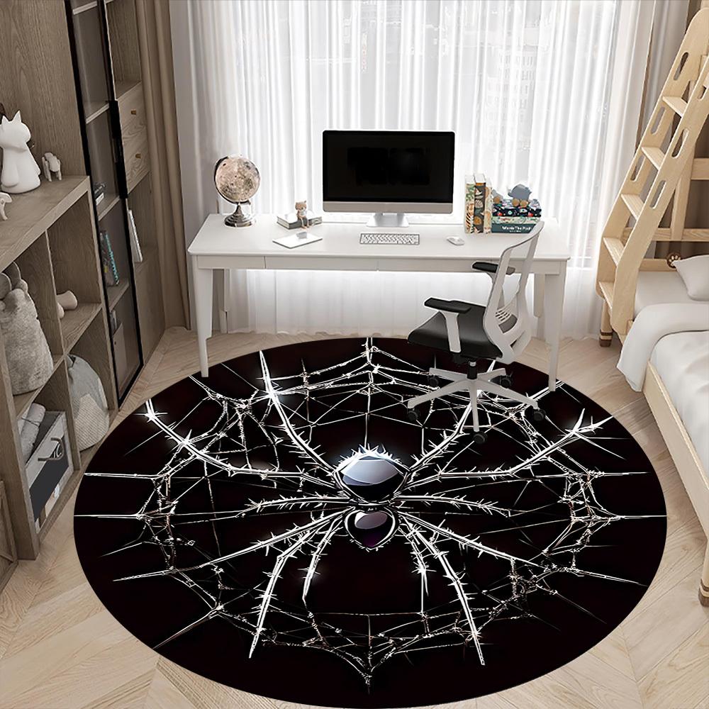 1PC Spider Web Office Round Rug, Non slip, Soft and Durable Office Rug for Interior Decoration, Perfect for Office