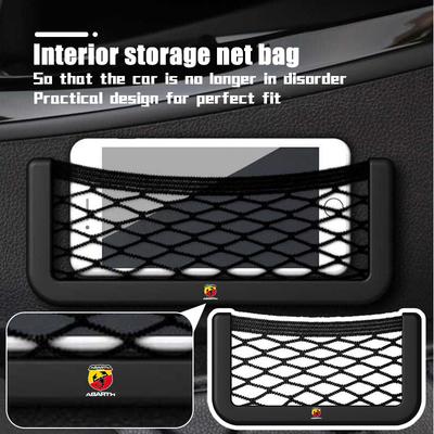Universal Car Storage Bag Elastic Flexible Storage Net Pocket For Abarth FIAT 500 Tipo FR Panda Argo Freemont Bravo Punto