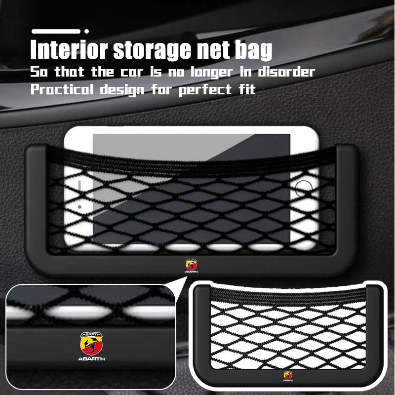 Universal Car Storage Bag Elastic Flexible Storage Net Pocket For Abarth FIAT 500 Tipo FR Panda Argo Freemont Bravo Punto