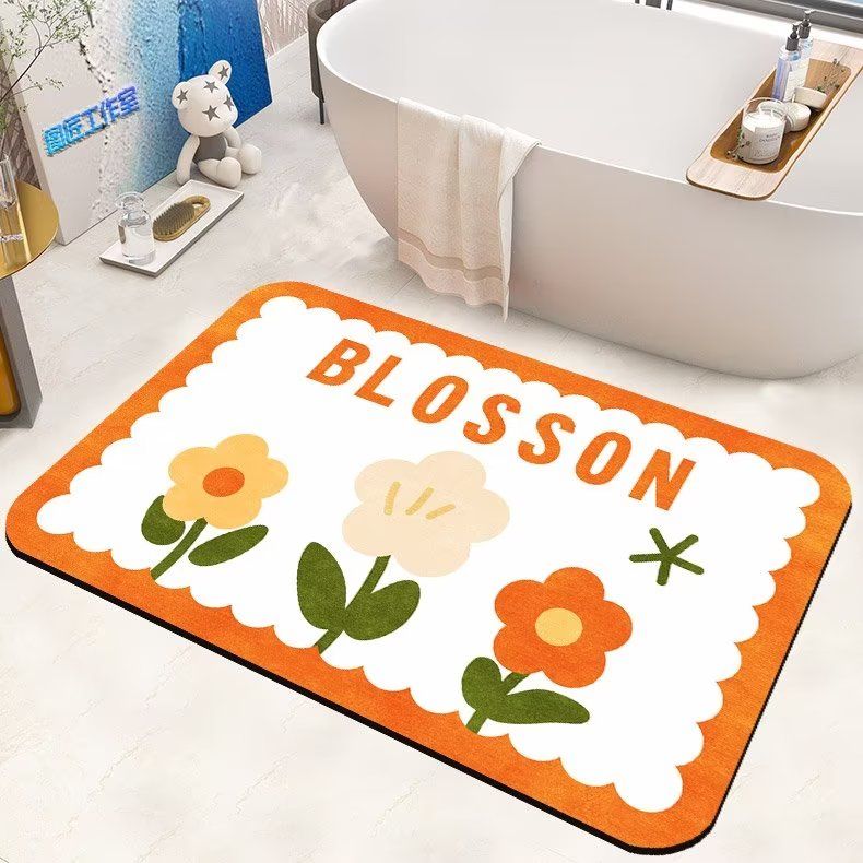 Diatom Mud Absorbent Soft Floor Mat for Bathroom and Household Use, Anti Slip Bathroom Door Mat Feet