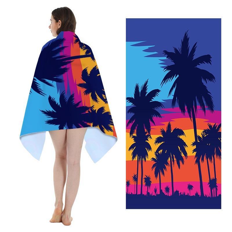 Tropical Jungle Flamingo Snake Print Polyester Beach Towel Botanical Leaves Quick Dry Bath Towel for Summer Swim Pool Vacation