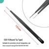1.0mm Stainless Steel Antistatic Tweezers Set - 6-in-1 Pouch with Pointed & Bent Tip for Nail Art, Eyelash Extensions, and Hair