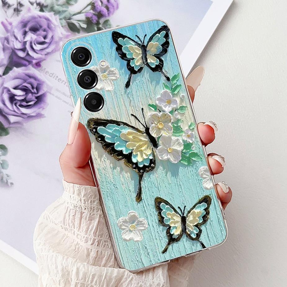 For Samsung Galaxy A17 5G Case SM-A176B New Cat Butterfly Painted Cover Soft Slim Phone Case For Samsung A17 A 17 5G Fundas Bags