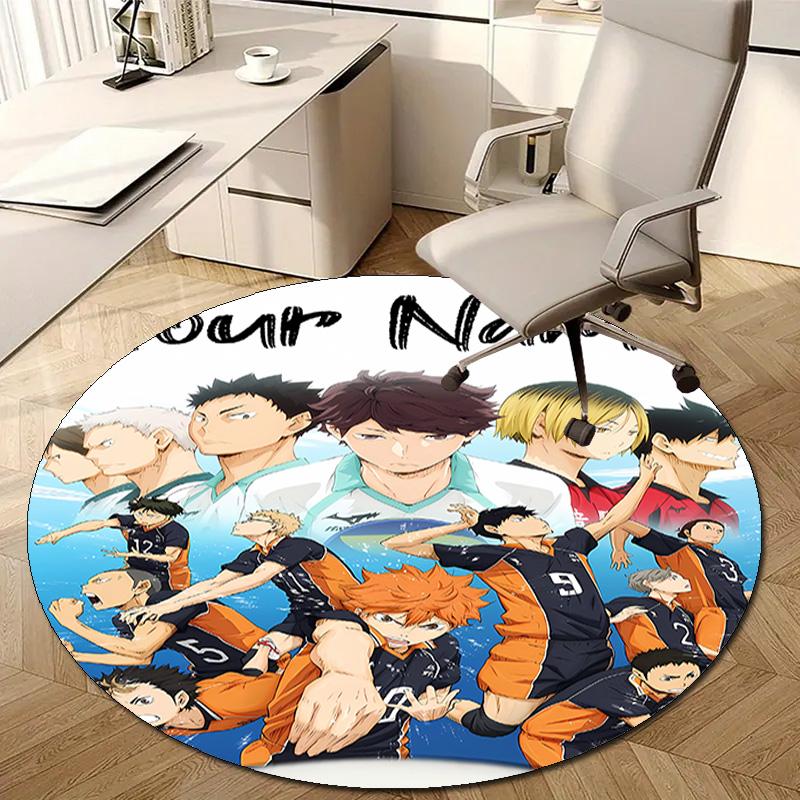 Personalized Haikyuu Round Chair Office Rug - Perfect for Mat, Office Chair & More - Ideal Gift for Birthdays and Holidays