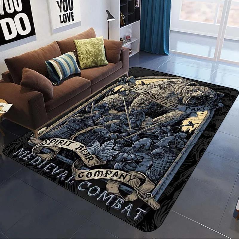 3D Viking Pattern Carpet Area Rugs Graphic Square Anti-slip Large Carpets Living Room Home Decoration Children Bedroom Carpet