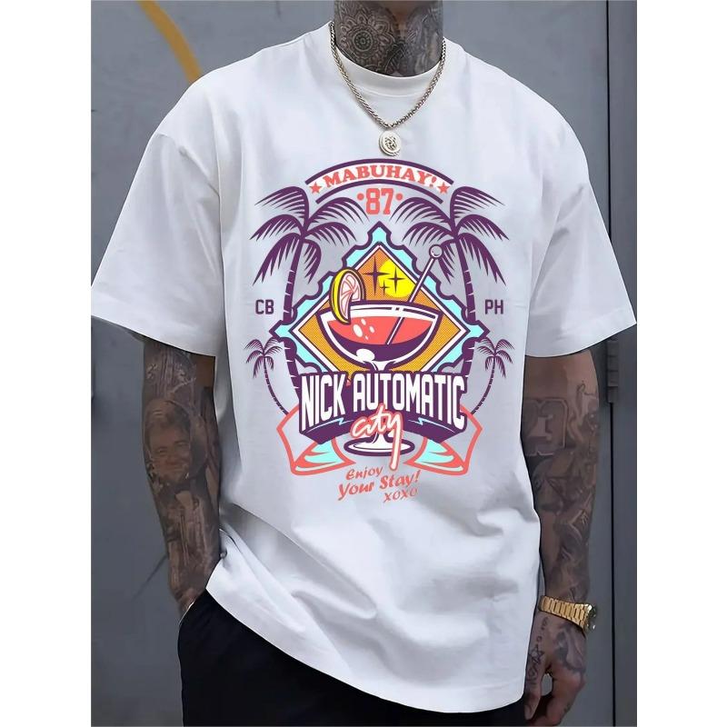 

European sizes Men s casual sportswear short-sleeved shirt, trendy 2D printed pattern, stretchy and comfortable 4XL білий