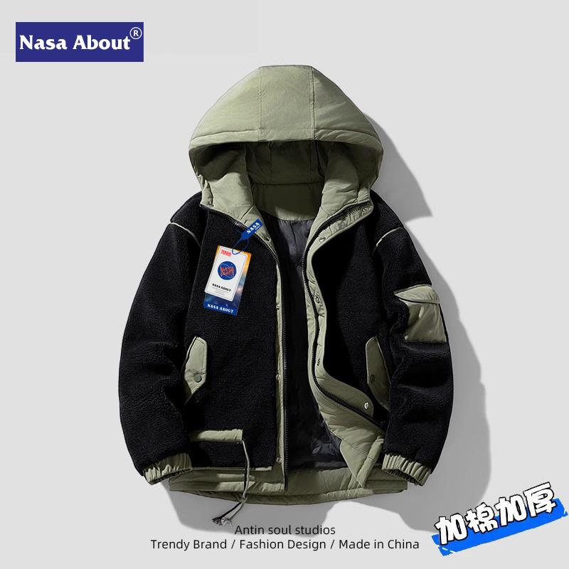 

New down cotton clothes men s winter 2025 trendy hooded down thickened warm lamb down cotton coat 4XL