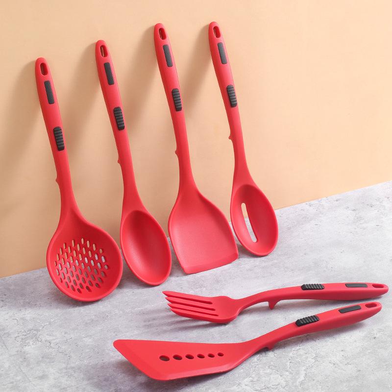 Set 6 Utensili da Cucina in Silicone Antiaderente Spatola Crema Burro Coltello Raschietto Pennello Olio Frusta Clip per Alimenti Utensili da Cucina