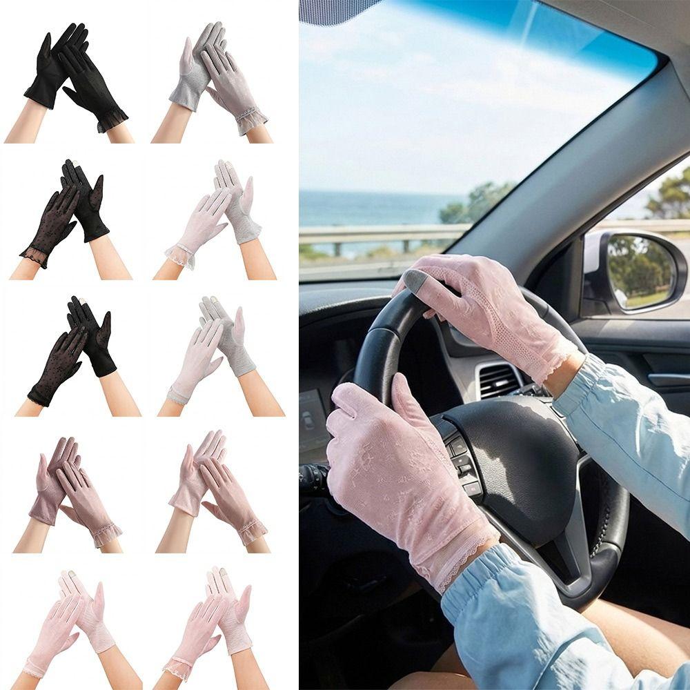 Guanti da Sole in Pizzo Antiscivolo Anti-UV Touchscreen alla Moda per Donne