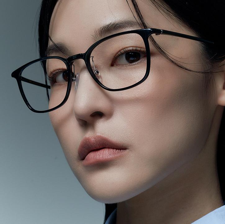 Alloaiweeo [Air Flex] Al6404 0909G Airflex Ultra-Lightweight_Black Office Square Frame_Blue Light Lens Selection