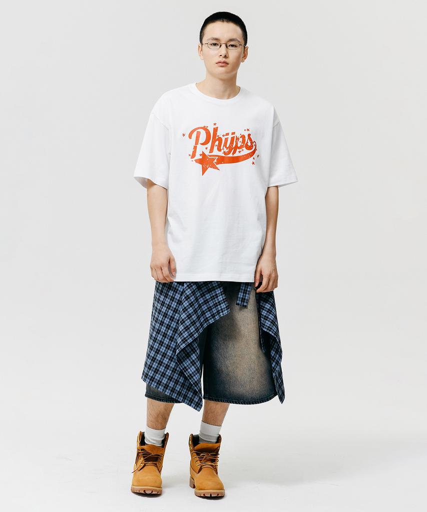 PHYSICAL DEPARTMENT Scatter Startail Short Sleeve T-Shirt_White/Red