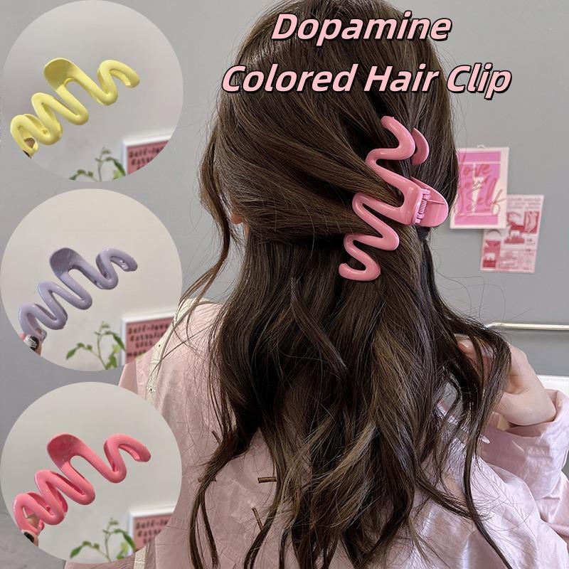 Jelly Colored Wave Hair Claw Hairpin Women Girls Fashion Design Korean Sweet Simple Irregular Hair Clip Headwear
