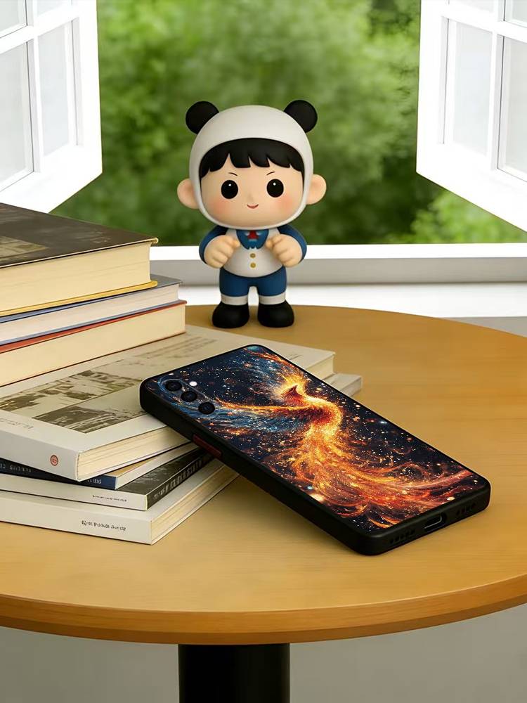 

Cool P-Phoenix Phone Case Black Silicone Soft For Samsung Galaxy A73,A72,A71,A70,A53,A52,A51 Samsung a53 5g