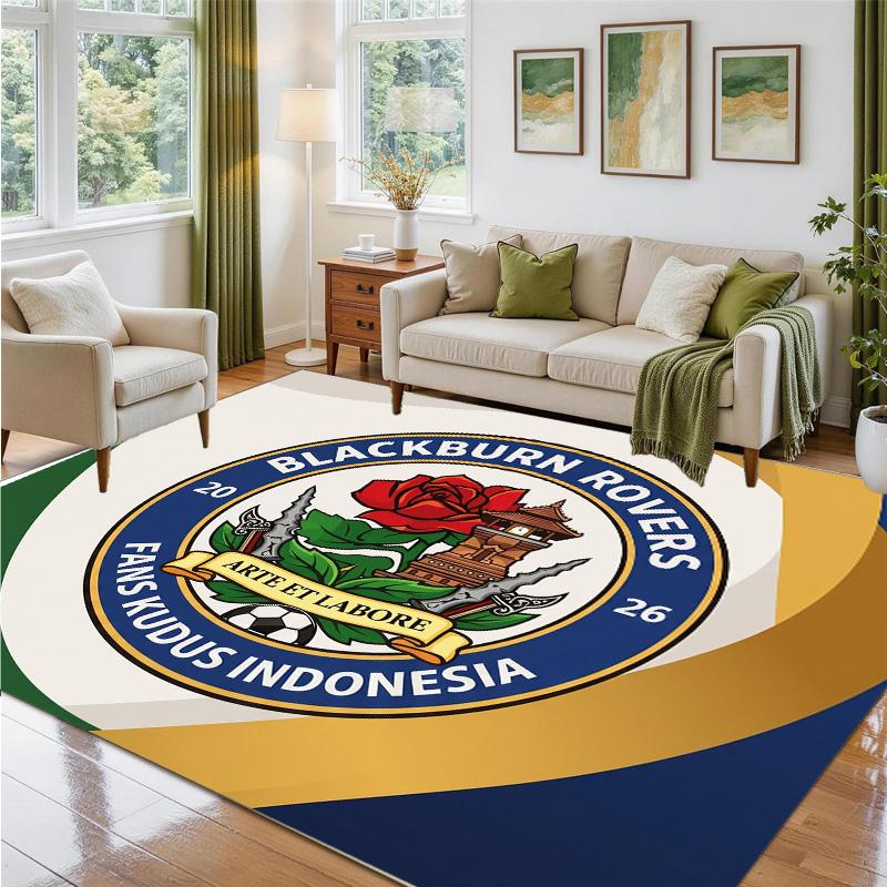 Blackburn Rovers Football Design Crystal Velvet Rug Soft Decorative Mat for Bedroom Entrance