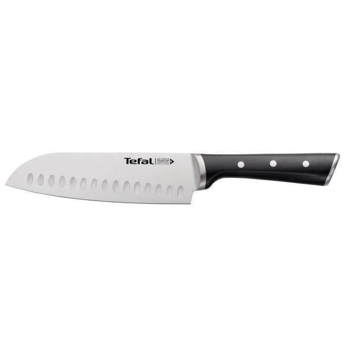 Tefal couteau santoku 18,5 cm, couteau de cuisine, lame en acier inoxydable allemand, tranchant durable, garantie 10 ans k2320614