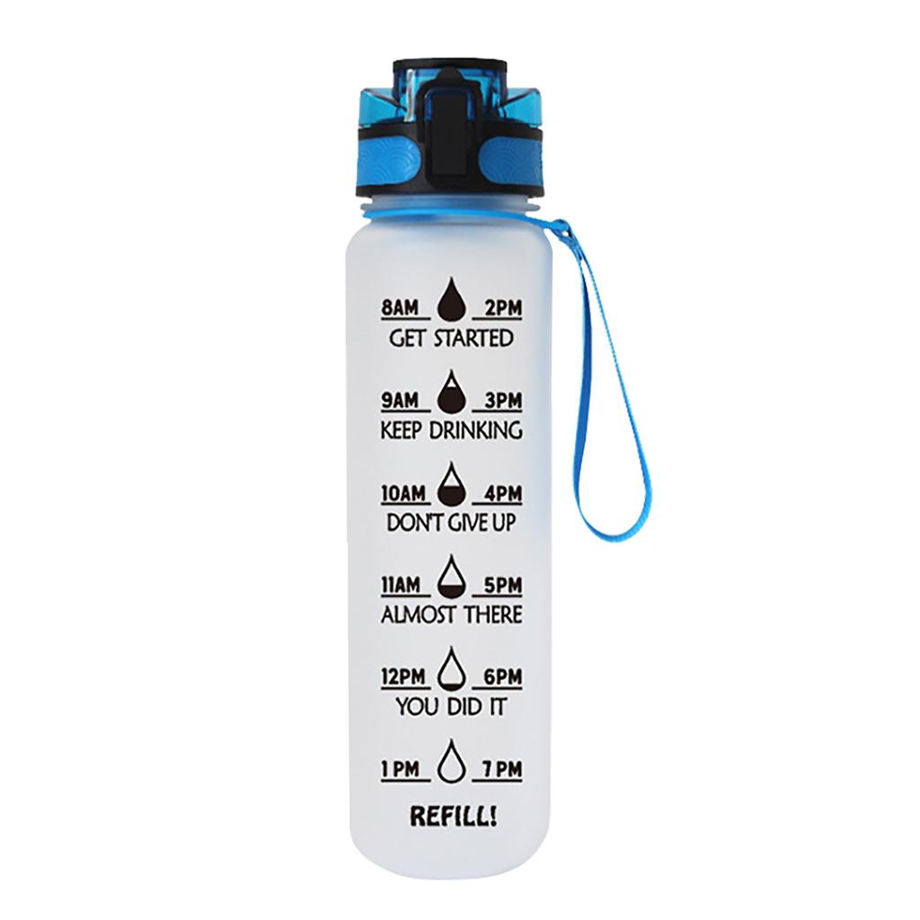 Large Water Bottle With Motivational Time Marker & Removable Strainer,  For Fitness, Gym And Outdoor Sports
