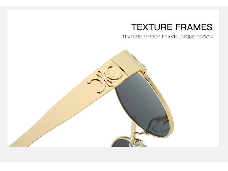 Trendy Oval Frame Metal Sunglasses 9521 - European & American Style