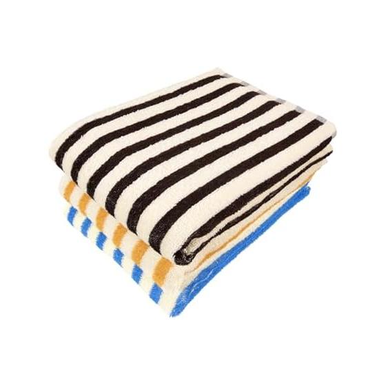 Kosugizen Daily Bath Towel BASIC Middle Stripe 3 Colors (1 Each) Set of 3 60 X 120cm Good Volume Value Set AMZG-700A-3
