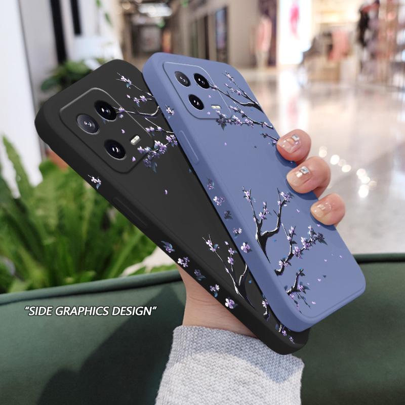 Purple Flower Rain Phone Case For Xiaomi 17 15 15T 14 14T 13 13T 12 12X 12T 12S Mi 11 11T 10 10T Pro Max Lite Liquid Silicone Co