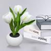 Desktop LED Tulip Lamp Artificial Flower Night Light Bouquet Lamp 3 Heads with Ceramic Vase for Bedroom Bedside Lamp